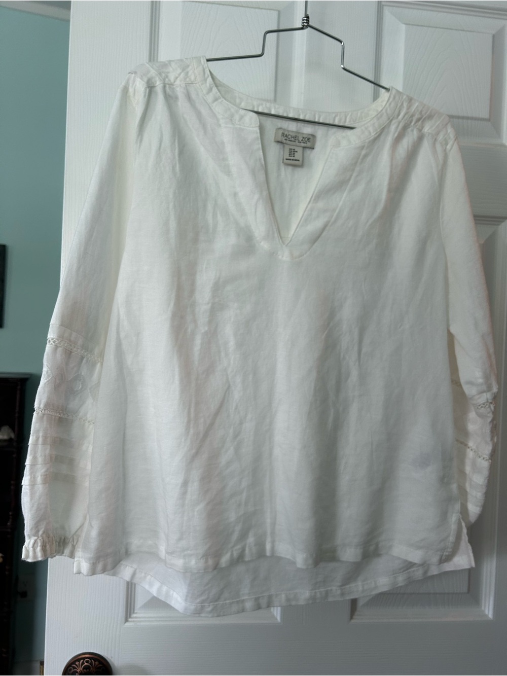 Rachel Zoe White V-Neck Women's Blouse